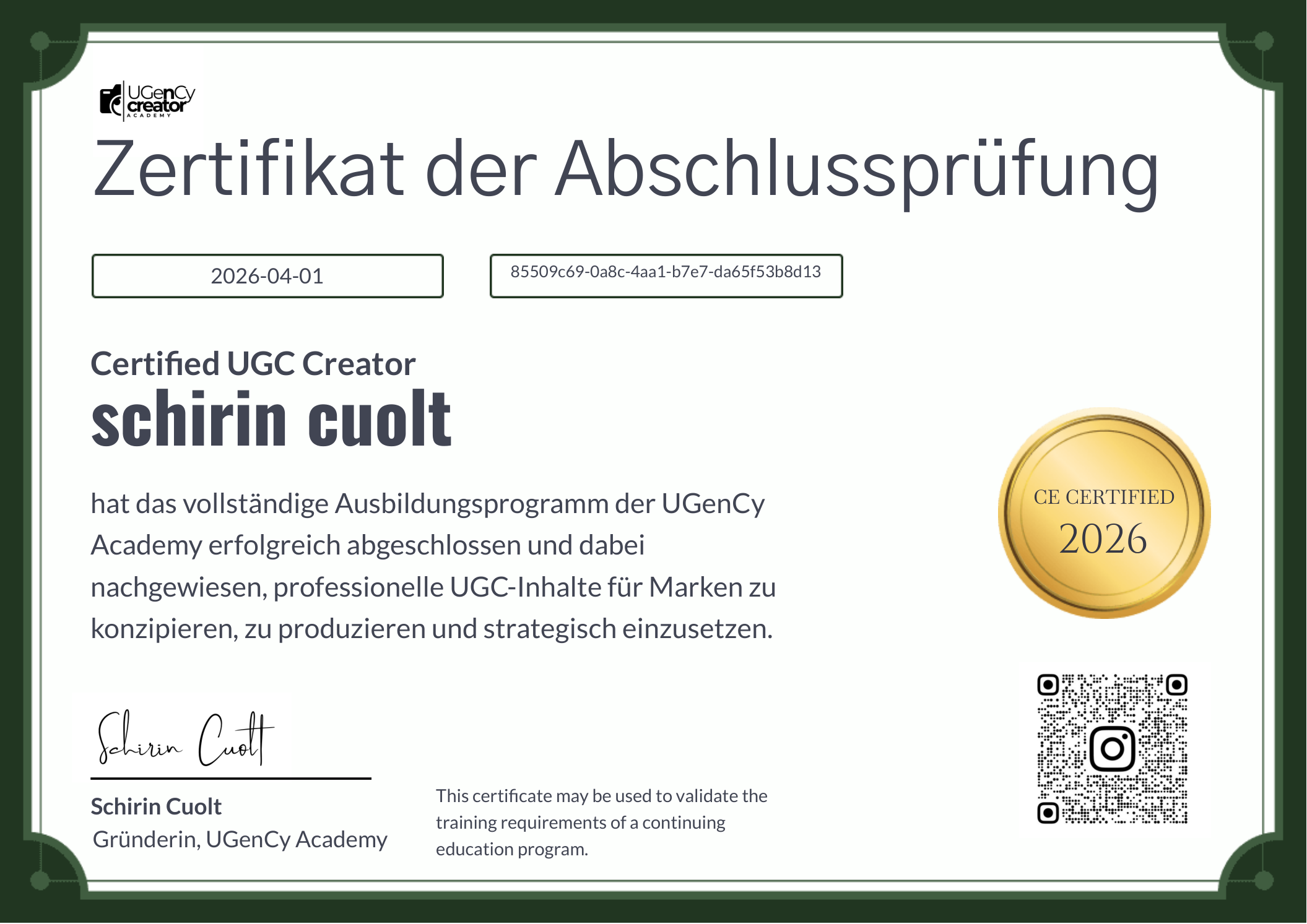 UGenCy Creator Zertifikat